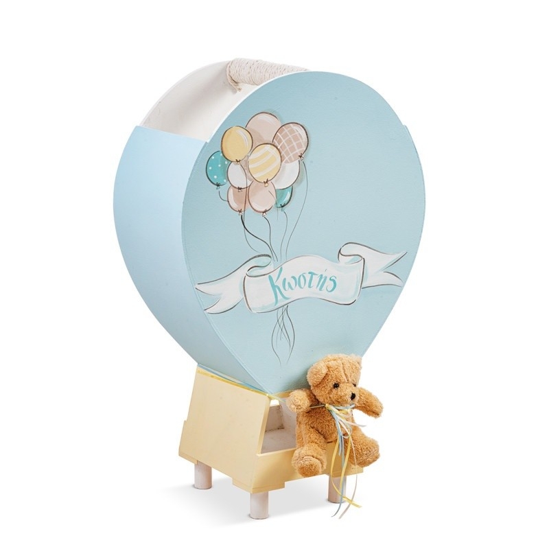 Αερόστατο κουτί ξύλινο με αρκουδάκι