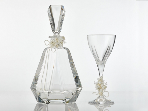 Κρυστάλλινο σετ Καράφα & Ποτήρι με πορσελάνινο στόλισμα Κρυστάλλινο σετ Καράφα & Ποτήρι με πορσελάνινο στόλισμα