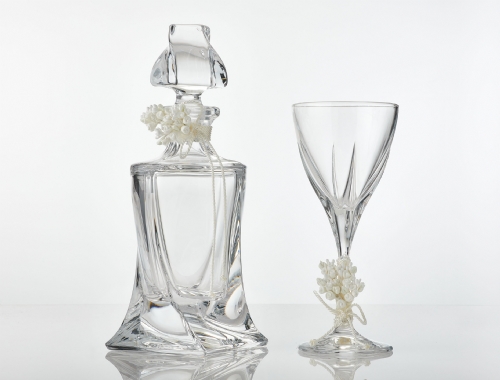 Κρυστάλλινο σετ Καράφα & Ποτήρι με πορσελάνινο στόλισμα Κρυστάλλινο σετ Καράφα & Ποτήρι με πορσελάνινο στόλισμα