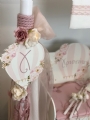 λαμπάδα βάπτισης για κορίτσι αερόστατο ζωγραφισμένο ροζ με το όνομα πουά δαντέλα λουλούδια : 2