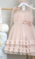 baby bloom βαπτιστικό φόρεμα για κορίτσι πουδρα σάπιο μήλο ροζ τούλινη φούστα φουσκωτό : 2