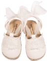 εσπαντρίγια λευκή ιβουάρ δαντέλα λινό φόρεμα παιδικά βαπτιστικά παπούτσια babywalker : 2