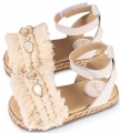 εσπαντρίγια λευκή εκρού ιβουάρ δαντέλα boho macrame  φόρεμα παιδικά βαπτιστικά παπούτσια babywalker : 3