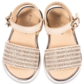 βαπτιστικά παπούτσια πέδιλο κορίτσι παιδικά δερμάτινα ανατομικά στρας πέρλα ασημί babywalker : 2
